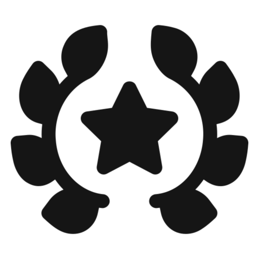 Star surrounded by laurel wreath silhouette.